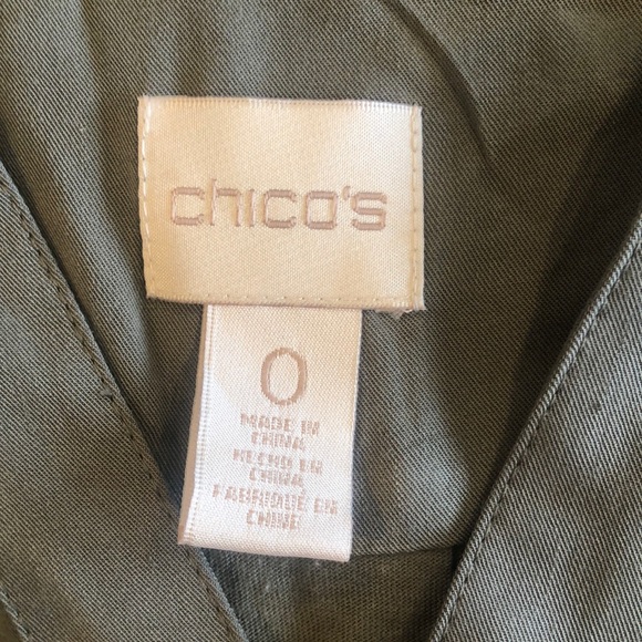 Chicos green blouse top silky long sleeve small 4 - Picture 2 of 3